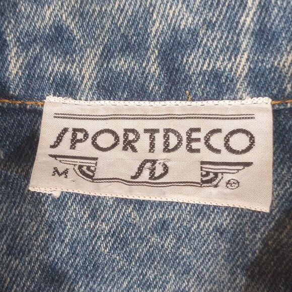 Vintage 80's Sportdeco Diner Acid Wash Hand Painted Embellished Denim Jacket - M - Picture 12 of 13